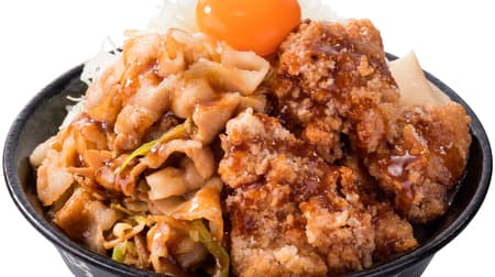 Densetsu no Sutadon-ya "Karaage Gozeizakari Sutadon" (Legendary Sutadon Restaurant) - Garlic-filled fried chicken and pork in a bowl!