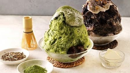 This "shaved ice to enjoy tea" looks delicious! "Cheese cream matcha shaved ice / roasted green tea shaved ice"