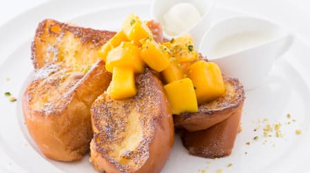 "Mango Coconut Brulee French Toast" for Sarabeth only in summer --With coconut syrup and whipped cream!