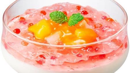 Veloce and Petit Petit New Texture Dessert "Peach Jure Annin"! Glitter jelly on peach & mango seems to be summer