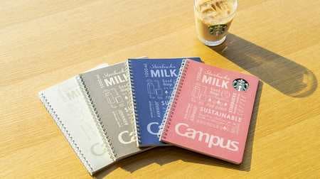 New colors such as peach pink and navy in "Starbucks Campus Ring Notebook"! Recycle milk packs