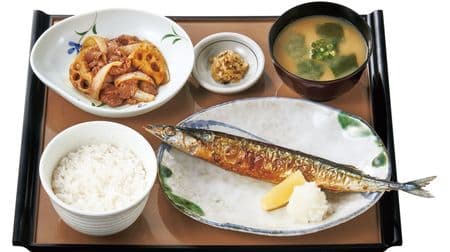 Both meat and fish! Yayoiken "Saury grilled with salt and stir-fried beef set meal" Autumn limited menu of appetite