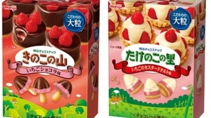 The huge size "Kinoko no Yama" and "Takenoko no Sato" are now available with the taste of strawberry dessert!