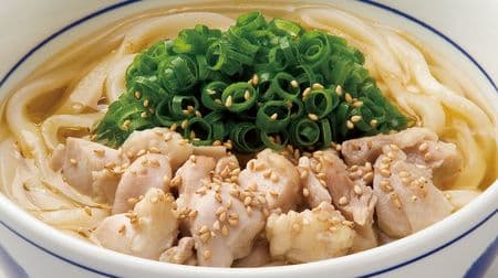 "Chicken salt udon" with soup stock With tender chicken & crispy green onions