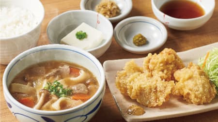 "Toriten and dango-jiru set meal" at Yayoiken --You can enjoy two kinds of Oita's local cuisine at the same time!
