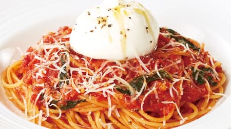 ココス 「丸ごとブラータのトマトソーススパゲッティ」期間限定 とろとろチーズたっぷり！