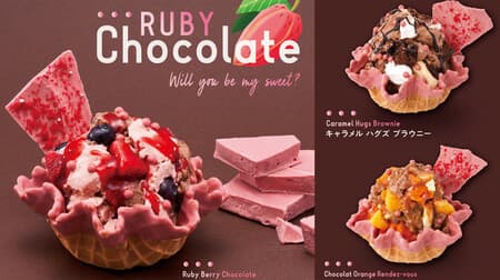 Cold Stone "Ruby Berry Chocolate" Gorgeous pink ice cream! Chocolat Orange etc.