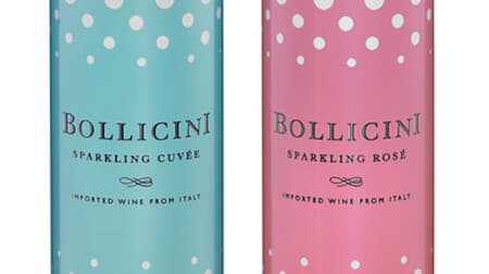 缶入りスパークリングワイン「ボッリチーニ」スパークリングワインの泡を模した水玉と華やかな色合い