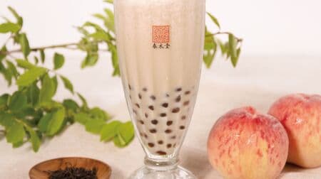 The long-awaited re-appearance of Chun Shui Tang "Tapioca White Peach Milk Tea"! Plenty of cream and white peach fruit topping