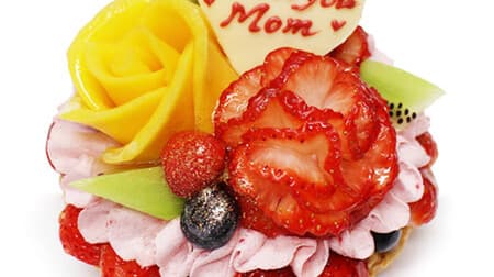 カフェコムサ 母の日フェア「いちごカーネーションとマンゴーの花束のケーキ」など