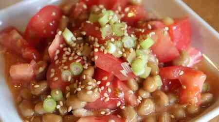 Unexpected combination "tomato natto ponzu sauce" recipe! The richness of natto matches the sweet and sour taste of tomatoes. Easy to mix.