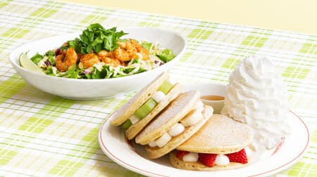 Eggs'n Things "Fruit Pancake Sandwich" Uses rare cheese cream! "Tom Yum Shrimp Bowl" and "Mango Pina Colada"