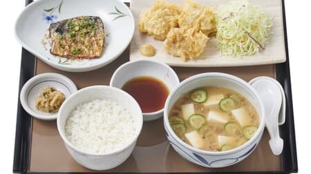 やよい軒「冷汁ととり天の定食」宮崎郷土料理 “冷汁” をとり天と定食で！冷汁単品・好きな定食と組み合わせもOK