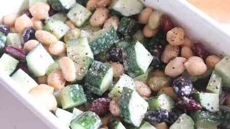 Crispy texture "Mixed Beans Cucumber Salad" Recipe! Slightly sour refreshing & richness is behind