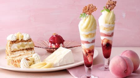 Kihachi Cafe "White Peach Parfait" "White Peach Pie" "White Peach Shortcake with Vanilla Ice Cream" PEACH FAIR!