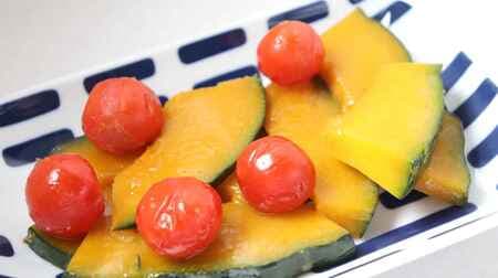Colorful summer recipe "Pumpkin and cherry tomatoes boiled in butter" Hokuhoku pumpkin x juicy cherry tomatoes go well together!