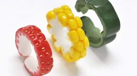 Real vegetable motif ring "Veggie Ring" Villevan Online! 3 types of corn, peppers and strawberries