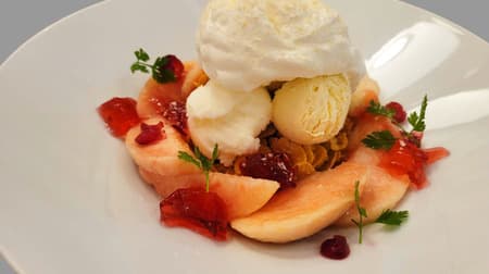 "Domestic White Peach and Rosehip Jelly Parfait" Happy Pancake Awajishima Resort Limited!