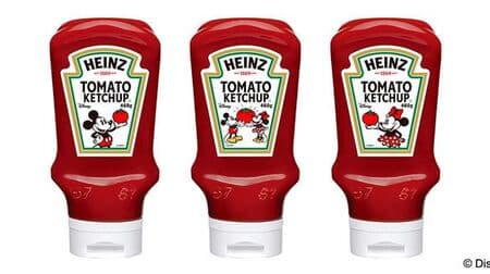 "Heinz Tomato Ketchup Upside Down Bottle Disney Original Label Ver" Cute Mickey & Minnie Design!