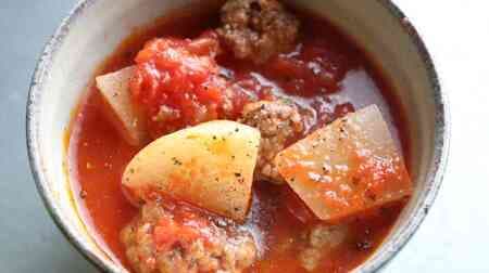 「ひき肉と大根のトマト煮」レシピ！あっさり大根にひき肉・トマトのうまみ！素材の味わいたっぷりの煮込み