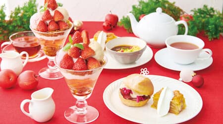 Afternoon Tea「クリスマスの贅沢ティーコース」コース限定で「苺と林檎のスペシャルパフェ」も