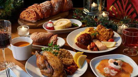IKEA "Christmas dinner" "Salmon marinade appetizer plate" "Christmas ham and rotisserie chicken main plate" "Shrimp bisque" etc.