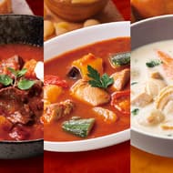 崎陽軒「牛すね肉のボルシチ」「彩り野菜と鶏肉のカポナータ風」「北海道産ホタテの豆乳スープ」常温保存できるレトルトスープ