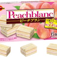 ブルボン「Peachblanc（ピーチブラン）」桃果汁入りクリーム ホワイトチョコでモンブラン調トッピング