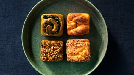 Pasco's "Pan Roku by Shimogamo Saryo", a collaboration with Shimogamo Saryo, a traditional Japanese restaurant in Kyoto, includes "Green Tea Bread with Black Beans and Yuzu" and "Tomato and Soy Sauce Danish".