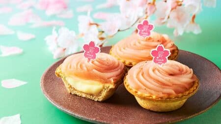 PABLO mini "PABLO mini-Sakura Mochi" Cheese Tart with Layers of Gyuhi and Sakura Bean Paste! Special cherry blossom pick