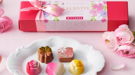 VITAMER "Fleurette Chocolat Selection" - Spring limited edition chocolates with flower motifs using pistachios and strawberries.