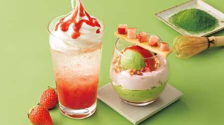 Nana's Green Tea "Strawberry Matcha Glass" and "Strawberry Cream Soda" Strawberry and Matcha Spring Menu!