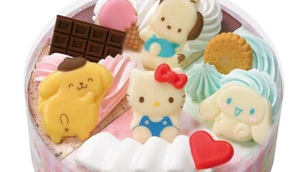Thirty-One "Sanrio Characters Palette 4" Hello Kitty, Cinnamoroll, Pom Pom Pudding, and Pochakko ice cream cakes