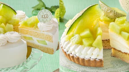 FLO "Melon Custard Tart" and "Melon Special Shortcake" melon sweets that look and taste gorgeous.