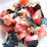 「トマトとツナの海苔ナムル」レシピ！ごま・にんにくで風味豊か お酒のおつまみに簡単一品