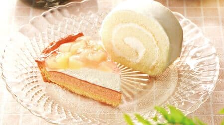 カフェ・ド・クリエ「桃のタルト」「白いロールケーキ～北海道産クリームチーズ使用～」