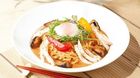 Cocos "Seasonal Hitosara - June -" "Summer Vegetables and Smoked Cheese Wrapped Grilled Hamburger Steak (115g)" "Summer Vegetables and Steamed Chicken with Thick Sesame Sauce Cold Noodles".