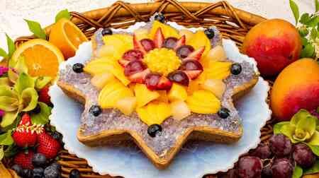 KIRUFEVON "Star-Shaped Shooting Star Tart" decorated with mango, orange, blueberry, butterfly pea jelly, etc. for Tanabata