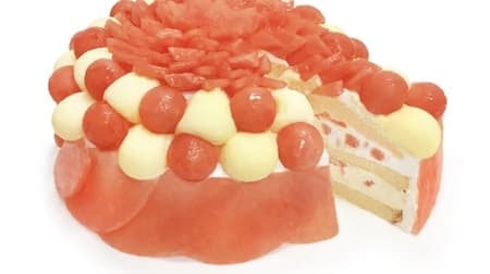 Cafe Comesa "Wakayama Prefecture Small Watermelon "Hitorijime 7"" - Shortcake decorated with small watermelons combined with lemon custard cream.