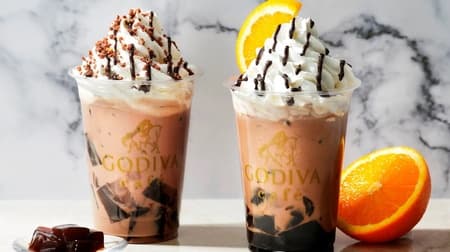 GODIVA cafe "Drinking Sweets Coffee Jelly in Cacao Milk" and "Drinking Sweets Coffee Jelly in Cacao Orange