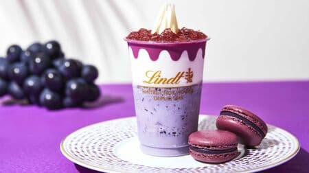 Lindt "Nagano Purple Chocolat Drink" - Refreshing black grape and white chocolate! Macarons "Delice Grape" also available!