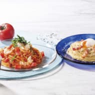 イタリアン・トマト 冷製「天然赤海老と完熟トマトパスタ」「半熟卵のカルボナーラ」フェデリーニ使った夏向きメニュー