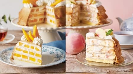 Mango Mille Crepe" and "White Peach Mille Crepe" from Afternoon Tea Love & Table Mellow fragrance of mango and lusciously fresh white peach