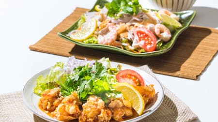 Ootoya "~Pork Shabu Ethnic Salad with Tom Yam Kung Dressing and Ginger Rice" and "Ootoya Style Asian Chicken Karaage Set Meal with Sweet Chili Sauce