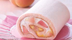 Seasonal roll cake using fresh "white peach" for Kihachi's "trifle roll"