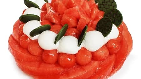 Cafe COMSA "Watermelon Cake" Watermelon from Obanazawa City, Yamagata Prefecture! Bright red and ripe, the taste of summer in Japan!
