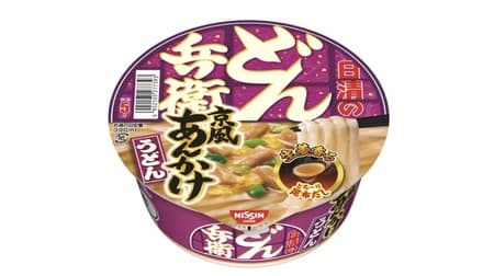 Nissin Donbei Kyoto-style Ankake Udon Noodles" - "Soy-sauce with Kyoto-style Ankake" with the umami of dashi (Japanese soup stock)
