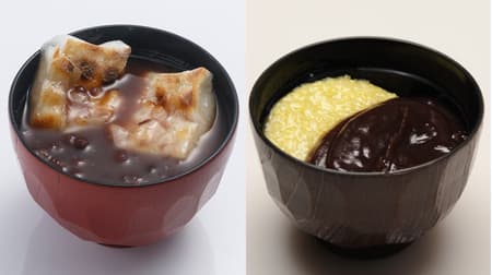 Mihashi "Inaka Shiruko (Country-style sweet red bean paste)" and "Awa Zenzai (sweet red bean soup with millet)" - warming winter sweetness made with savory rice cakes and mochi mochi rice cakes