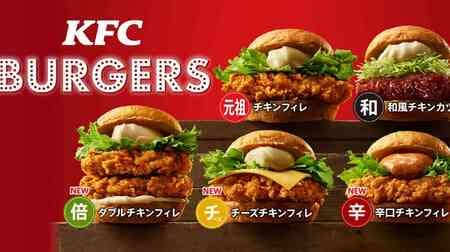 Kentucky "Chicken Fillet Burger", "Japanese Style Chicken Katsu Burger", "Dry Chicken Fillet Burger", "Cheese Chicken Fillet Burger", "Double Chicken Fillet Burger", "Sandwich" to "Burger Name changed to "