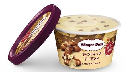 Haagen-Dazs Mini Cup "Candied Almond" rich milk ice cream with caramel!